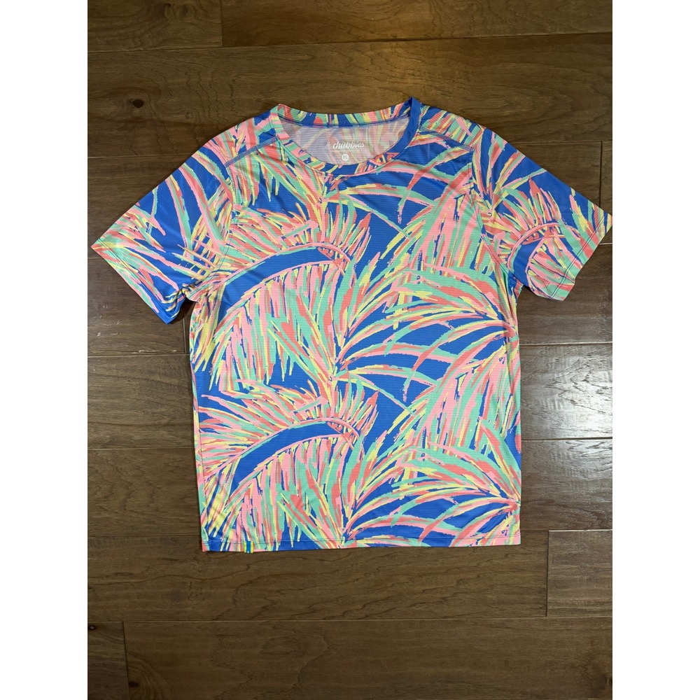 Chubbies Mens XL Tropical Palm Print Performance T-Shirt Blue Multicolor SP23